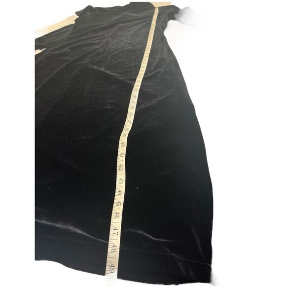 Express Tricot Black Velvet Maxi Dress Mock Neck Size 1/2 Vintage 90s Chic - Picture 7 of 10